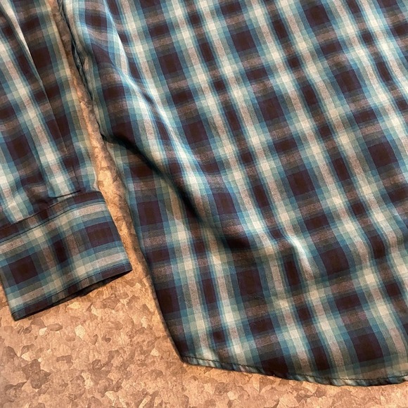 Pendleton Frontier Shirt Long Sleeve Snap Western Blue Green Plaid Mens Medium - Picture 11 of 11
